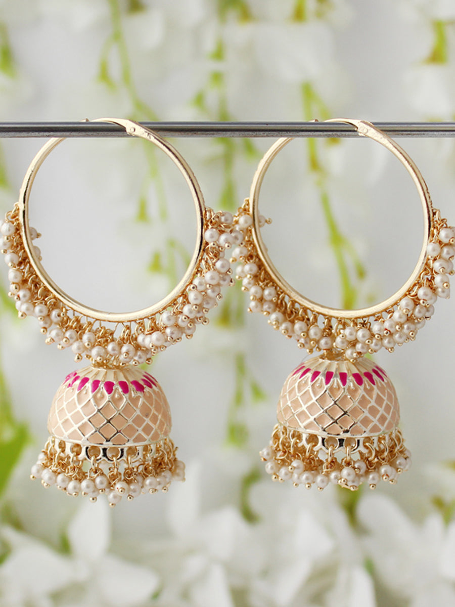 Adira Jhumki / Hoop Earrings -Peach