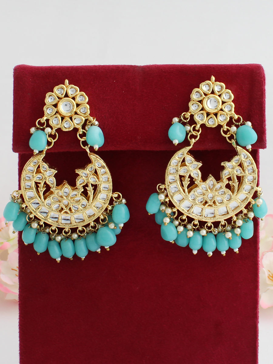 ZEVAR I Traditional Kundan Studded Drop Earrings – Zevar