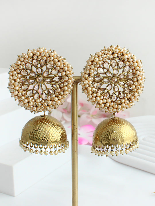 Hazel Jhumki Earrings-Golden