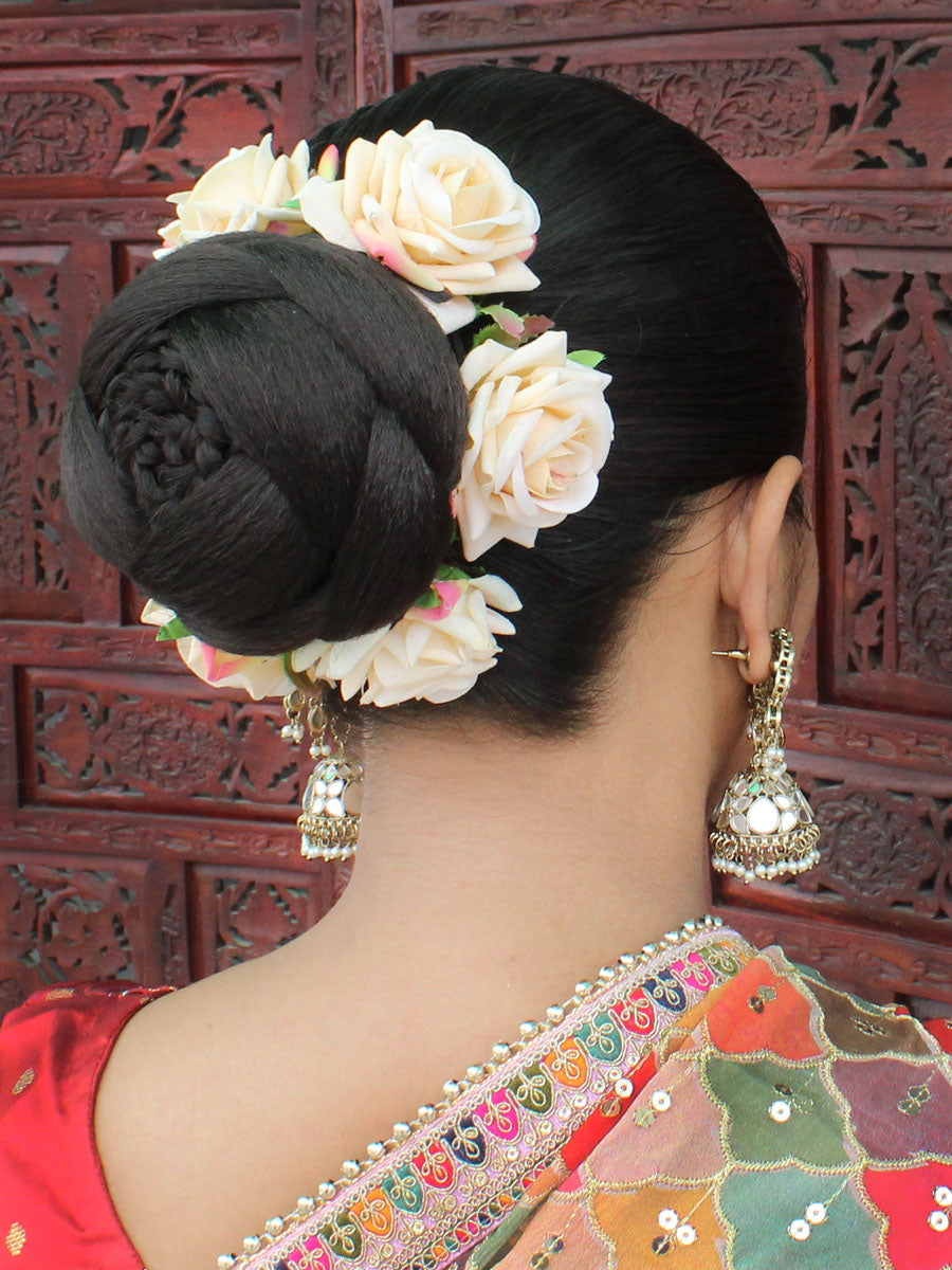 bridal flower hairstyle Gajra veni
