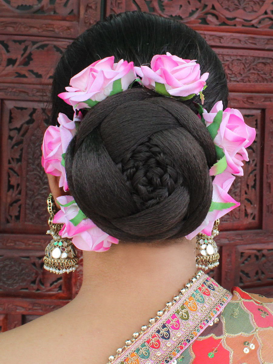 28 Colourful Floral Bun Hairstyles For Intimate Weddings That Are Fresh &  Elegant! | WeddingBazaar