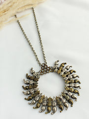 Swarali Long Necklace-Metallic