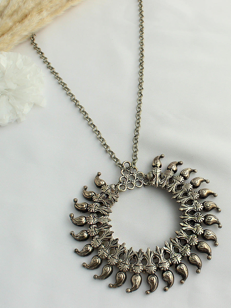 Swarali Long Necklace-Silver