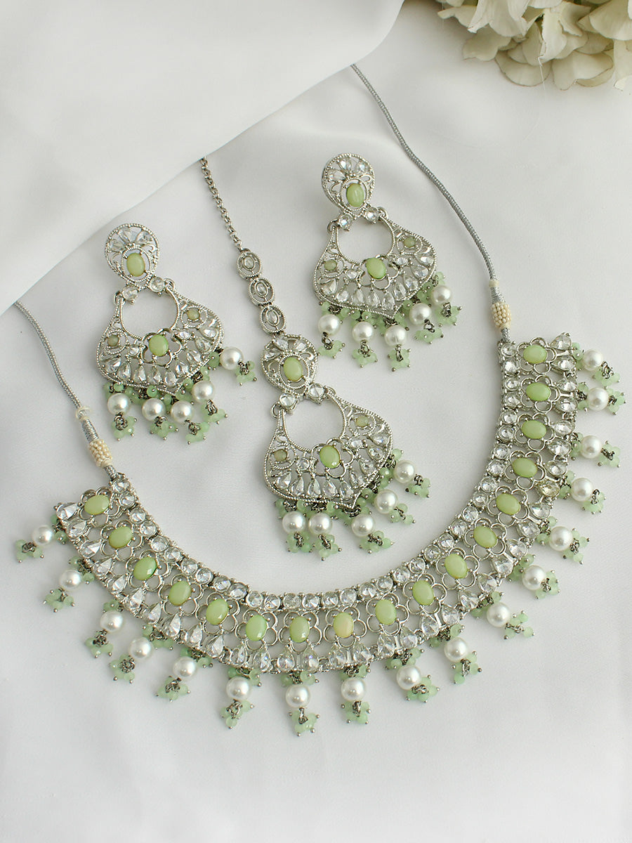 Gargi Necklace Set - Mint Green