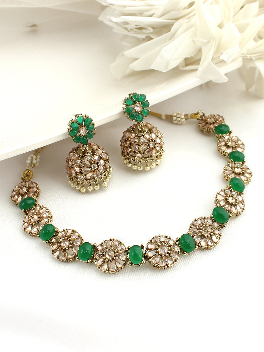 Jaanvi Necklace Set - Green