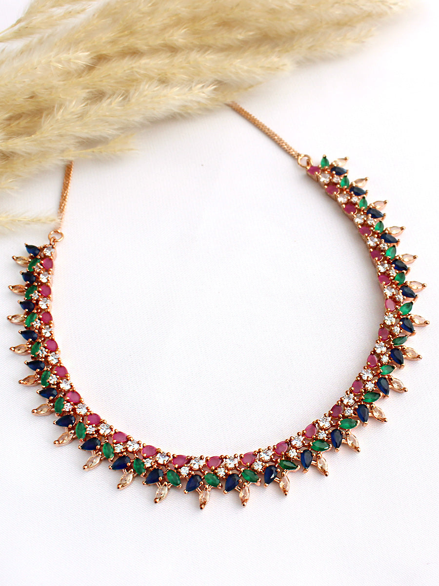 Rashi Cz Necklace-Multicolor