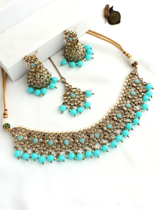 Kashmira Necklace Set-Turquoise 