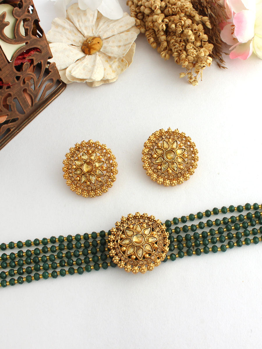 Kaynat Necklace Set-Green