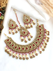 Ariba Necklac set - Maroon