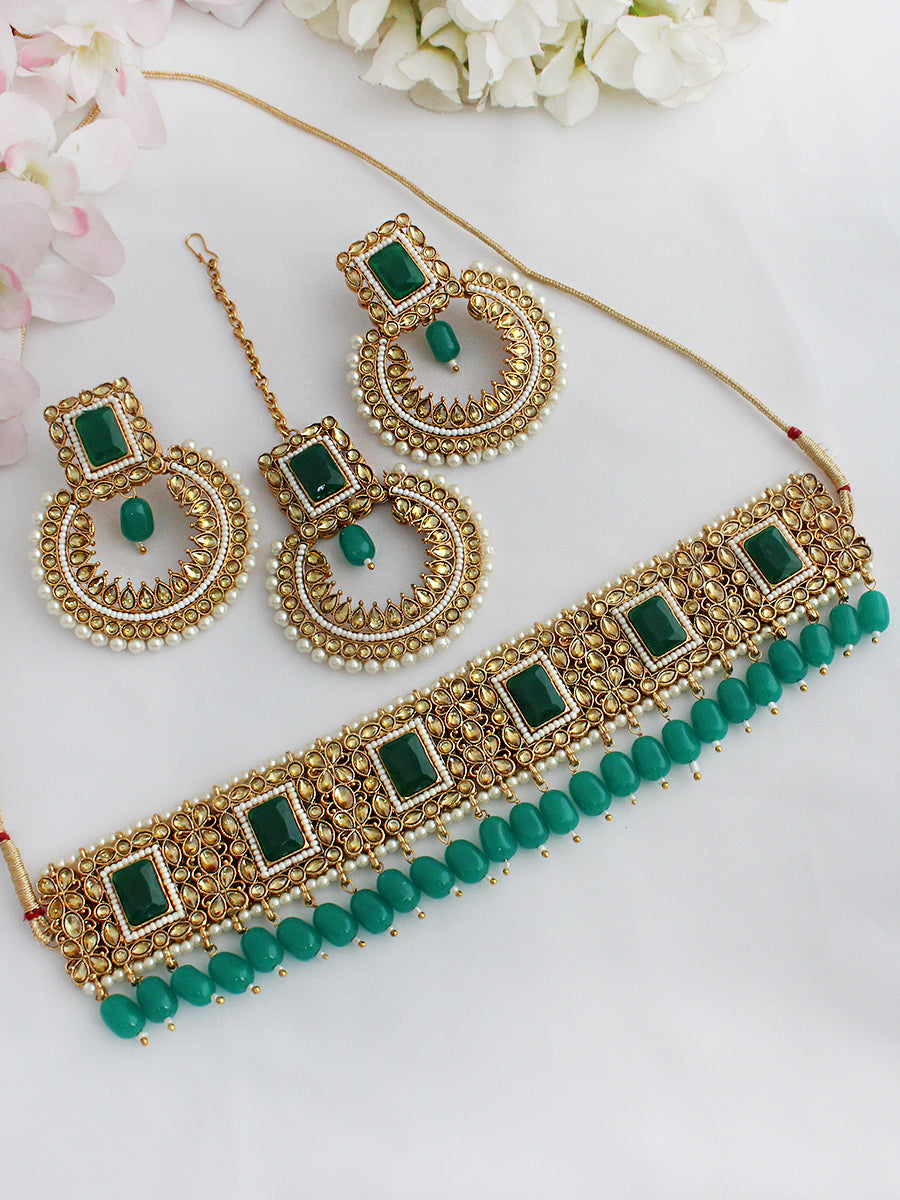 Avneet Necklace Set- Green