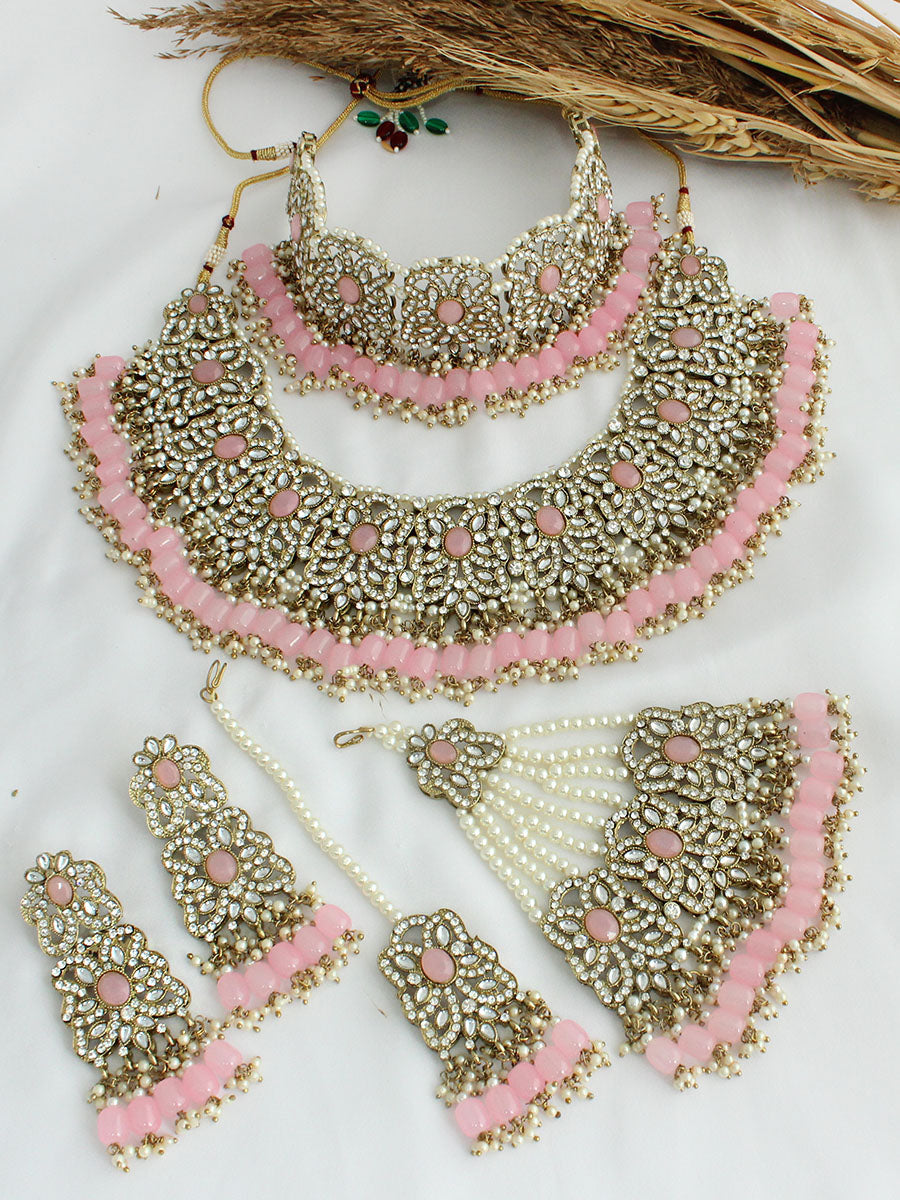 Shahida Necklace Set-pastel pink