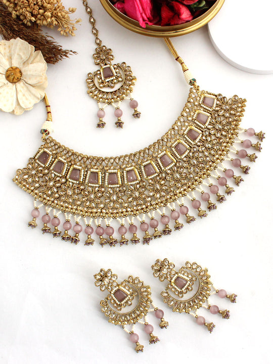Meenaz Necklace Set-Lavender