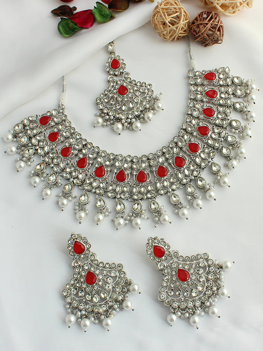 Nehal Necklace Set - Red