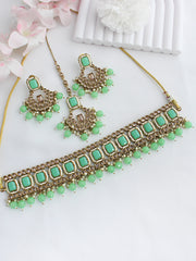 Mahira Necklace Set - Mint green