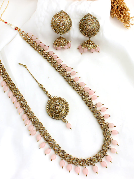 Rubina Necklace Set-Pastel Pink