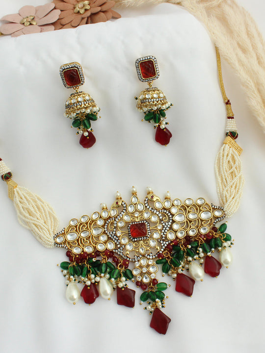 Shivali Necklace Set - Maroon