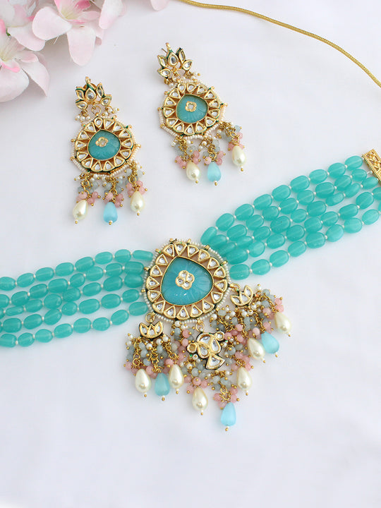 Shriya Necklace Set-Turquoise