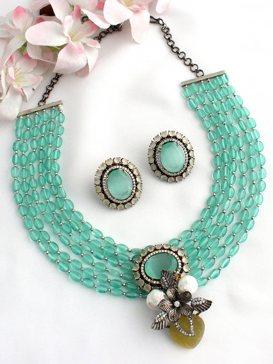 Sushmita Necklace Set - Aqua