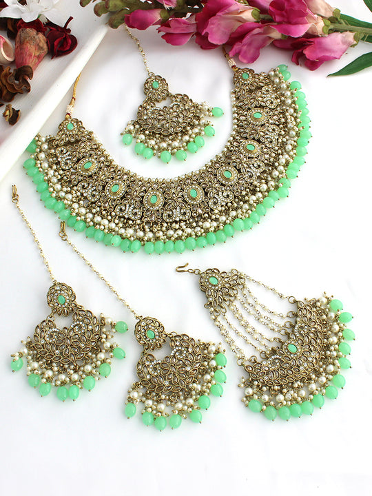 Kashish Necklace Set-Mint Green