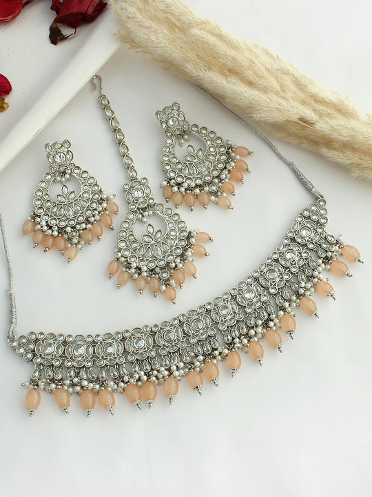 Yashika Necklace Set-Peach