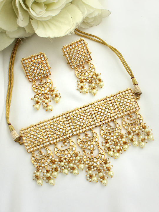 Agra Necklace Set-White