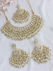 Navdha Necklace Set-White