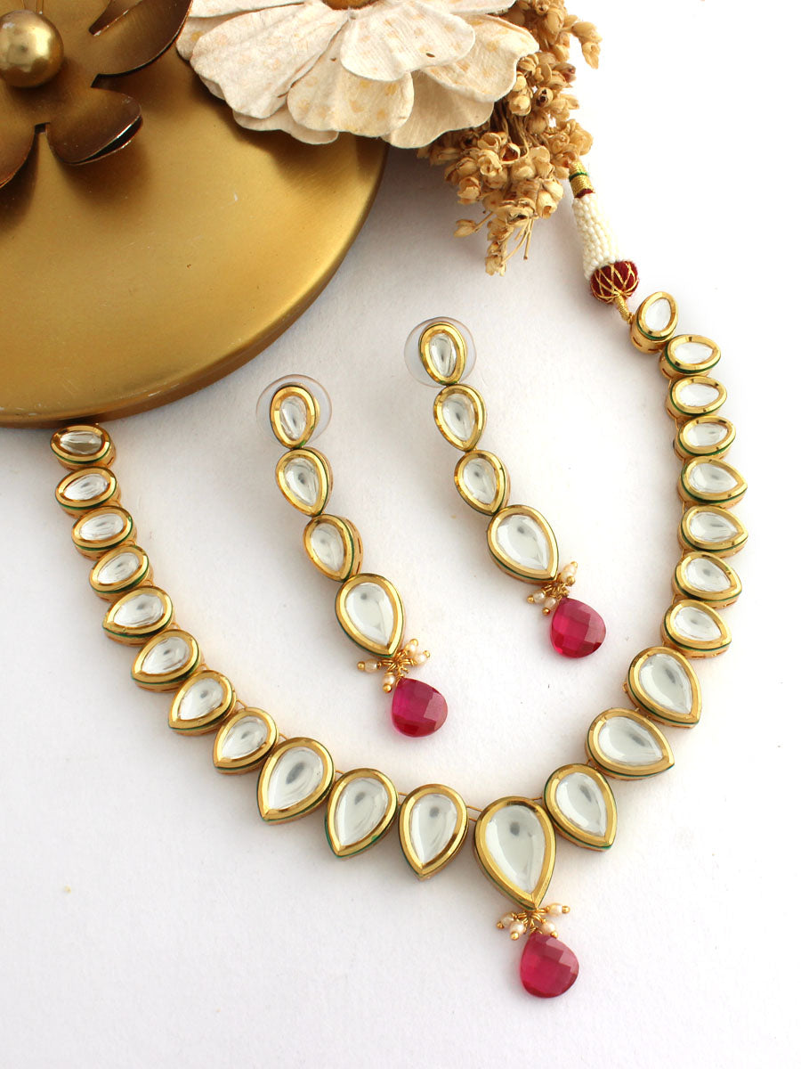 Mahi Necklace Set-Maroon