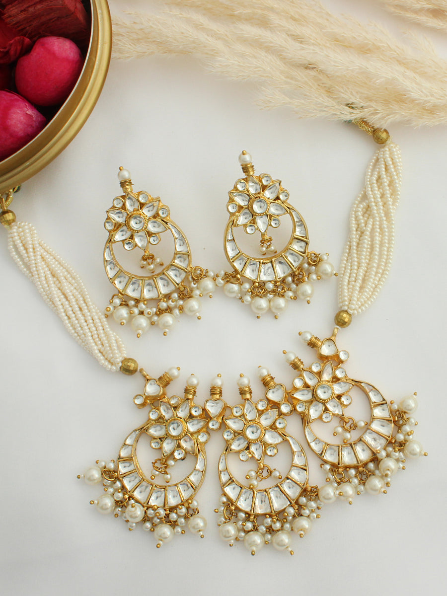 Kesar Necklace Set - White