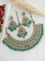 Sumona Mirror Necklace Set-Sea Green