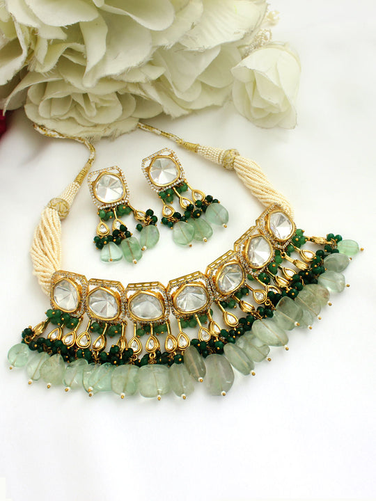 Parineeti Choker Necklace Set-Mint Green