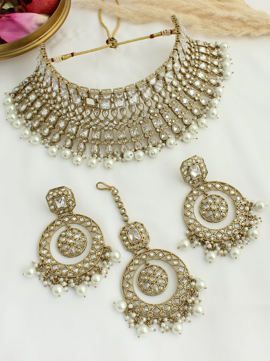 Krutika Necklace Set - White