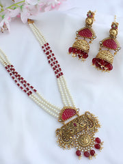 Nandini Necklace Set-Golden/Maroon