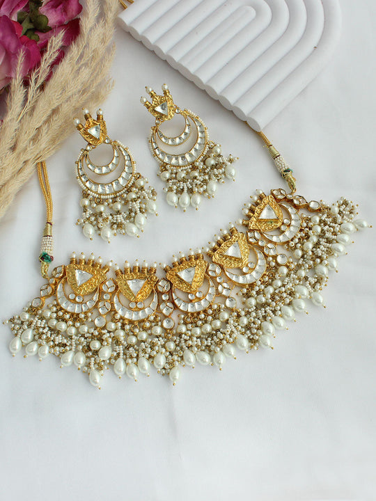 Abhika Necklace Set - White