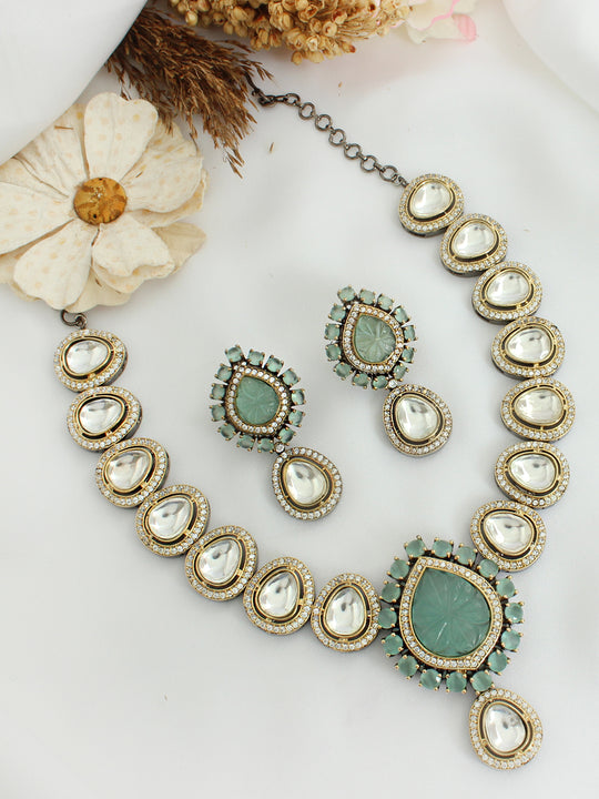 Nirvi Necklace Set-Aqua