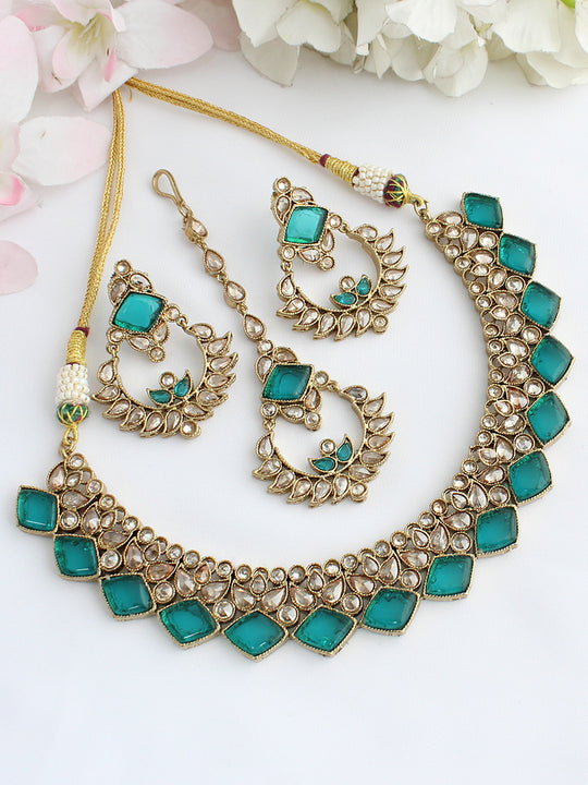 Saba Necklace Set - Sea green