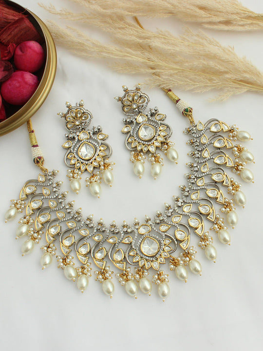 Ambala Bib Necklace Set-Metallic