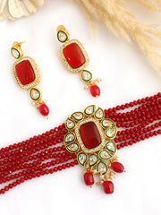 Devika Choker Necklace Set-Maroon