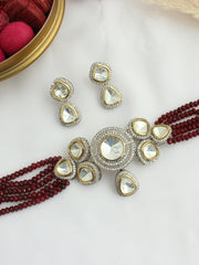 Kriti Choker Necklace Set - Maroon