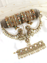 Rasika Mirror Necklace Set-Multicolor