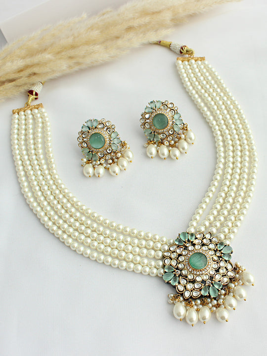 Anandi Necklace Set - Mint Green