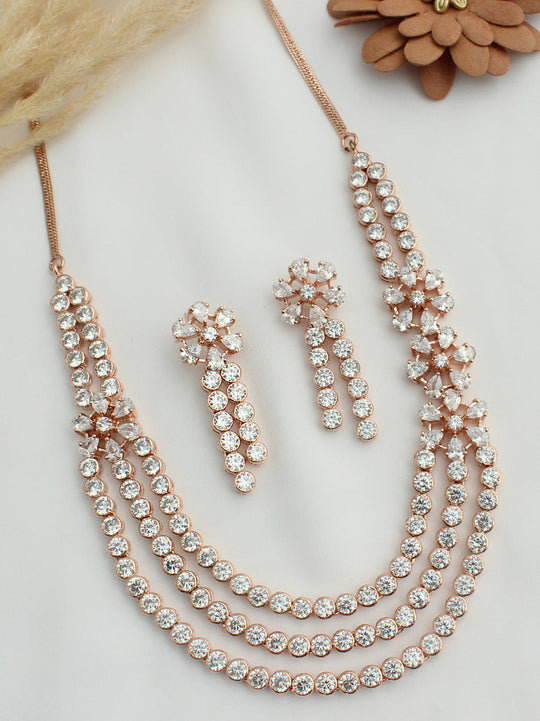 Ermina Bib Necklace Set - Rose gold