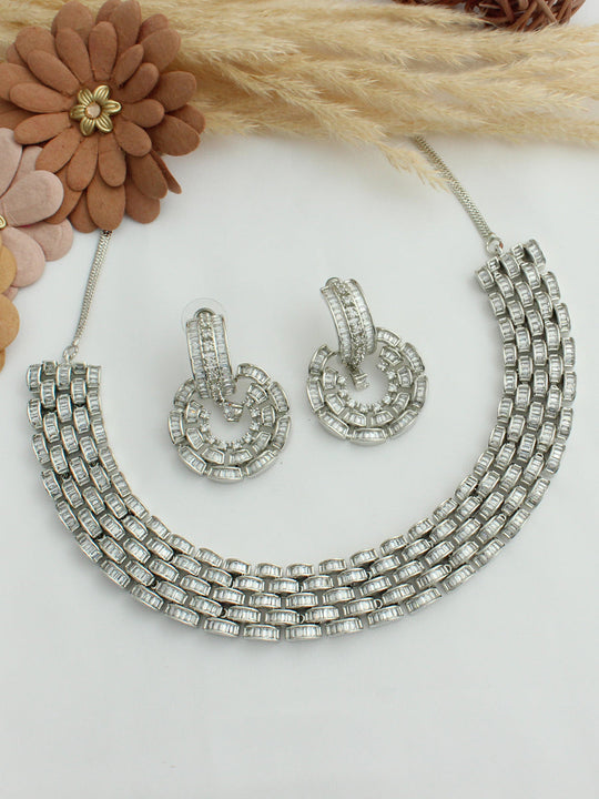 Mishika Bib Necklace Set - White