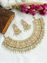 Prajakta Bib Necklace Set - White