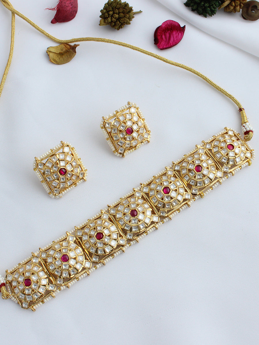 Nidhika Necklace Set-Maroon