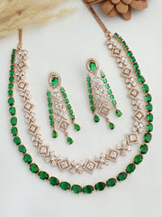 Victoria Necklace Set - Rose Gold Green