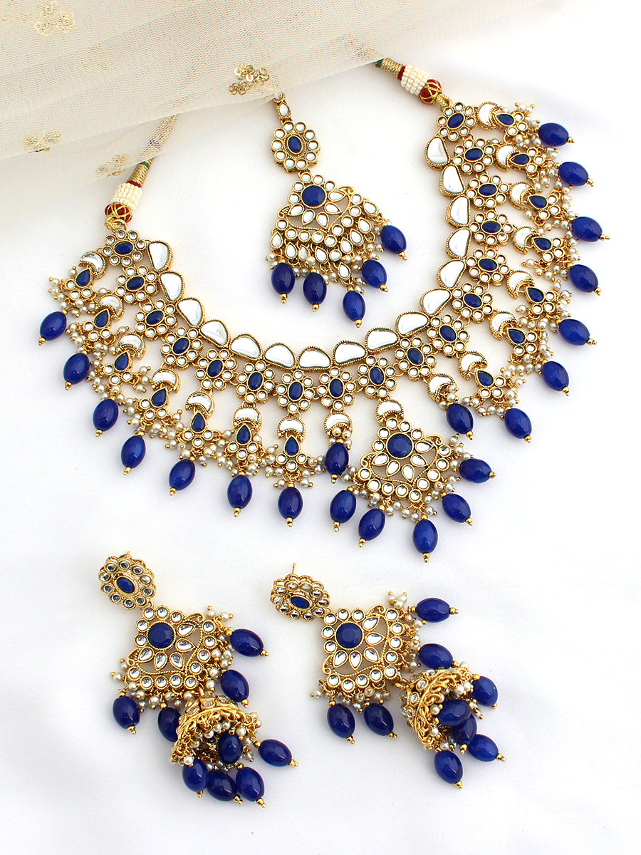 Zeenat Necklace Set- Blue