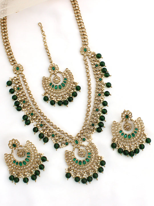 Suhana Long Necklace Set-Green