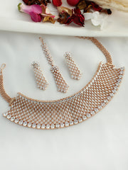 Karizma Bib Necklace Set-Rose Gold