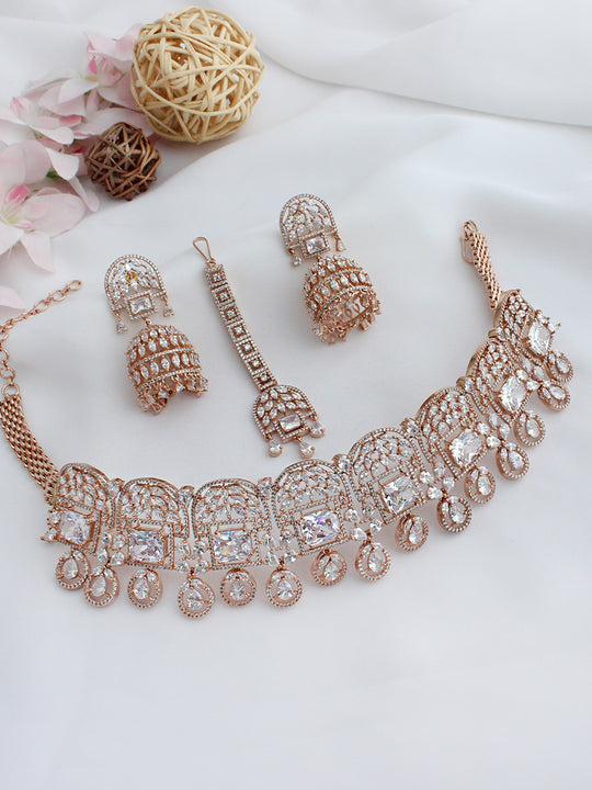 Noshin Necklace Set-Rose Gold