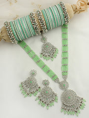 Mansha Long Necklace Set-Mint green